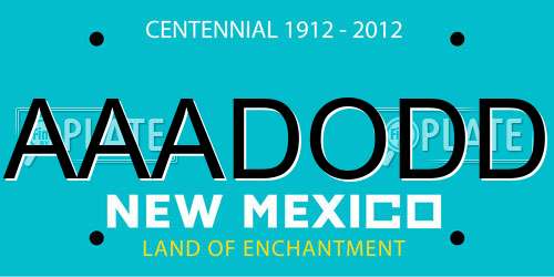 AAADODD New Mexico License Plate