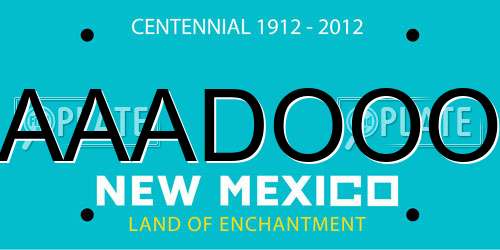 AAADOOO New Mexico License Plate