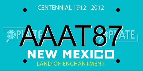 AAAT87 New Mexico License Plate