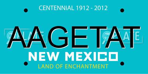 AAGETAT New Mexico License Plate