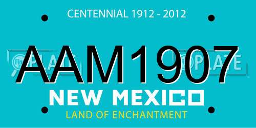 AAM1907 New Mexico License Plate