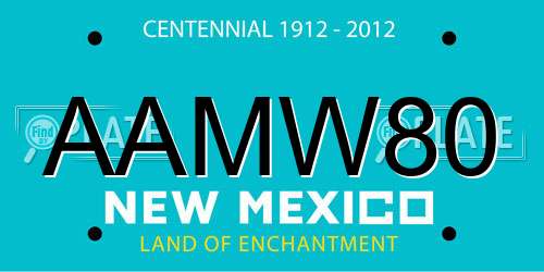 AAMW80 New Mexico License Plate