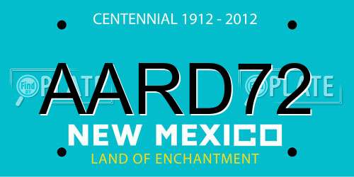 AARD72 New Mexico License Plate