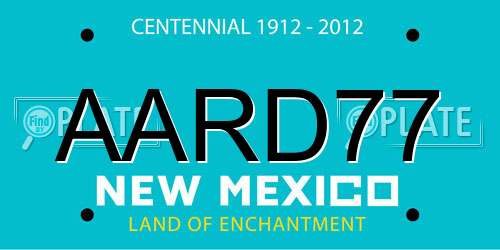 AARD77 New Mexico License Plate