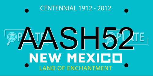 AASH52 New Mexico License Plate