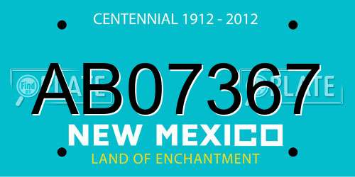 AB07367 New Mexico License Plate