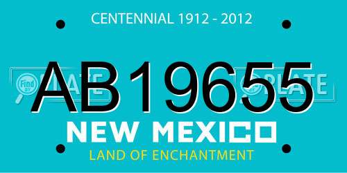 AB19655 New Mexico License Plate