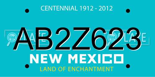 AB2Z623 New Mexico License Plate