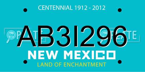AB3I296 New Mexico License Plate