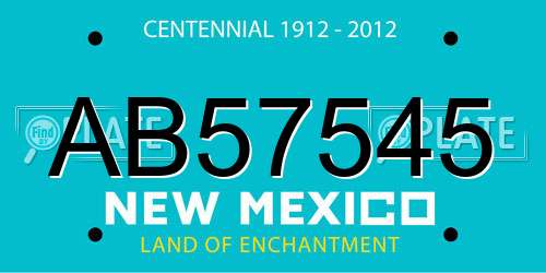 AB57545 New Mexico License Plate