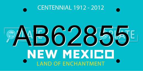AB62855 New Mexico License Plate