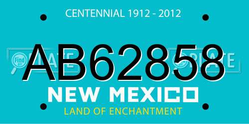 AB62858 New Mexico License Plate