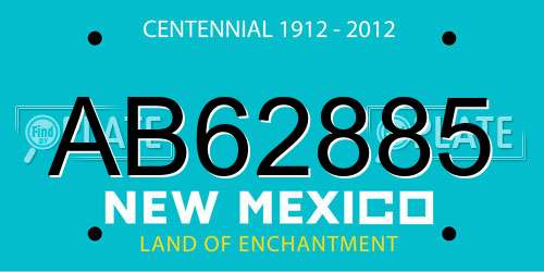 AB62885 New Mexico License Plate