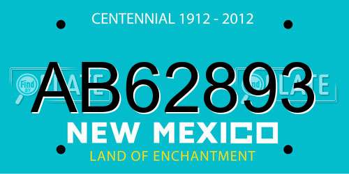 AB62893 New Mexico License Plate