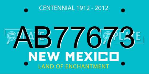 AB77673 New Mexico License Plate