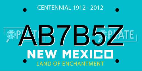 AB7B5Z New Mexico License Plate