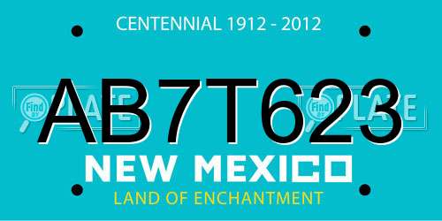 AB7T623 New Mexico License Plate