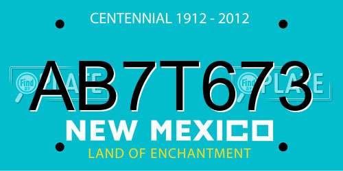 AB7T673 New Mexico License Plate