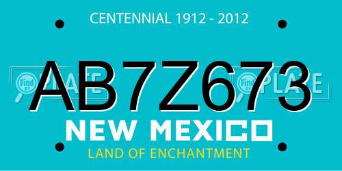AB7Z673 New Mexico License Plate