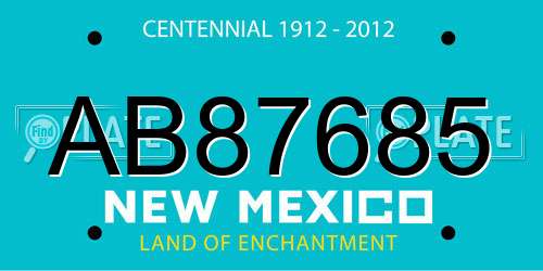 AB87685 New Mexico License Plate
