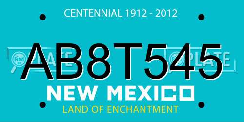 AB8T545 New Mexico License Plate