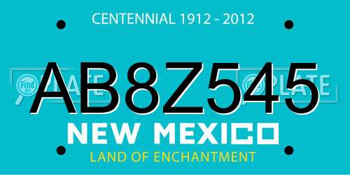 AB8Z545 New Mexico License Plate
