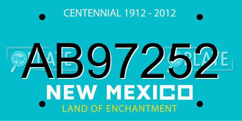 AB97252 New Mexico License Plate