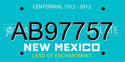 AB97757 New Mexico License Plate