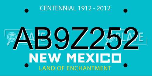 AB9Z252 New Mexico License Plate
