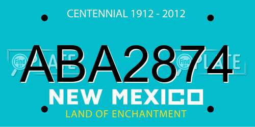 ABA2874 New Mexico License Plate