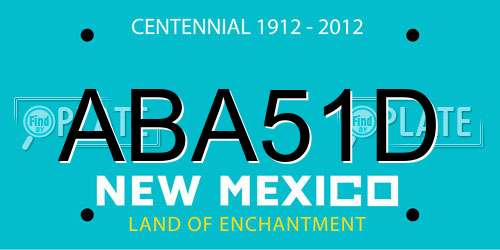 ABA51D New Mexico License Plate