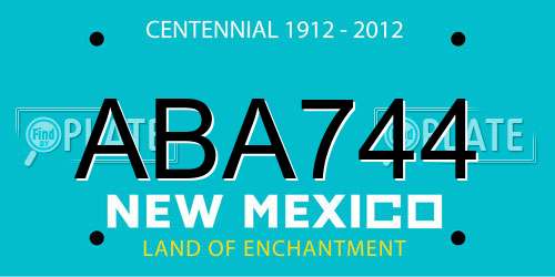 ABA744 New Mexico License Plate