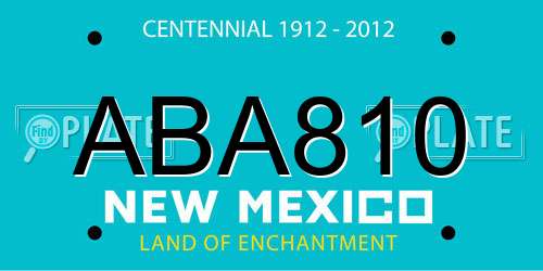 ABA810 New Mexico License Plate