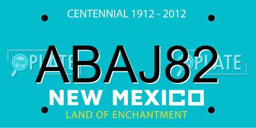 ABAJ82 New Mexico License Plate