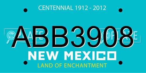 ABB3908 New Mexico License Plate