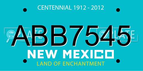 ABB7545 New Mexico License Plate