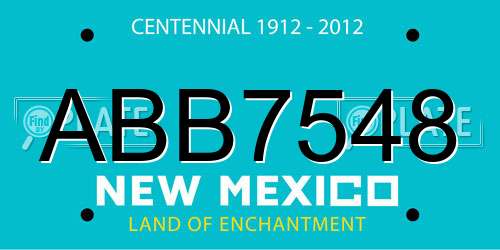ABB7548 New Mexico License Plate