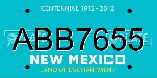 ABB7655 New Mexico License Plate