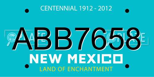 ABB7658 New Mexico License Plate