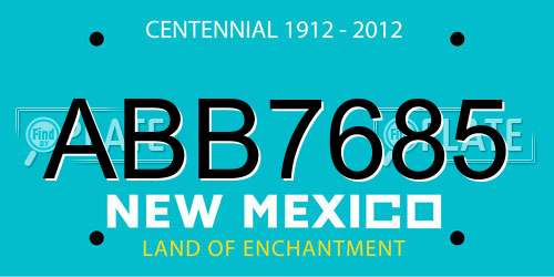 ABB7685 New Mexico License Plate