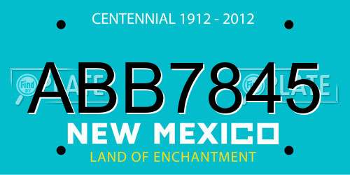 ABB7845 New Mexico License Plate