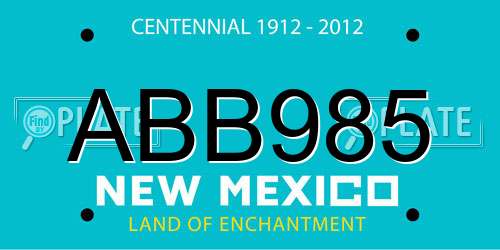 ABB985 New Mexico License Plate