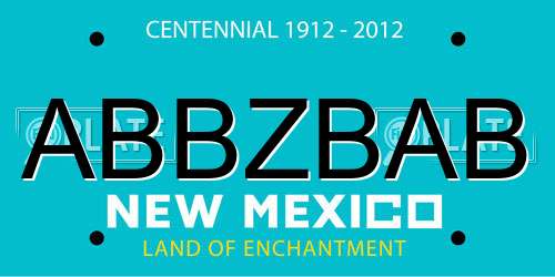 ABBZBAB New Mexico License Plate