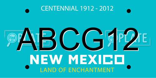 ABCG12 New Mexico License Plate
