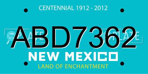 ABD7362 New Mexico License Plate