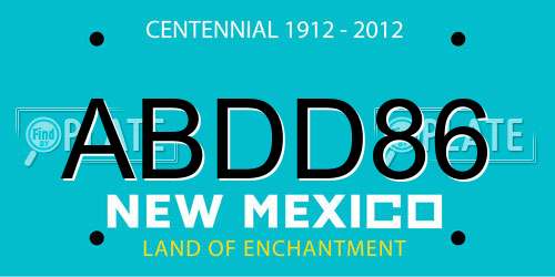 ABDD86 New Mexico License Plate