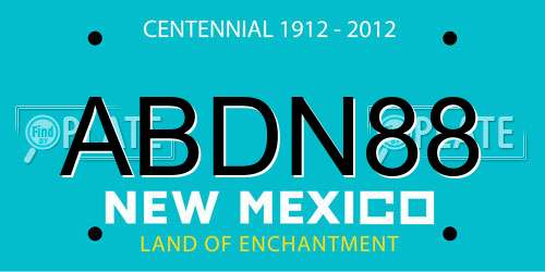 ABDN88 New Mexico License Plate