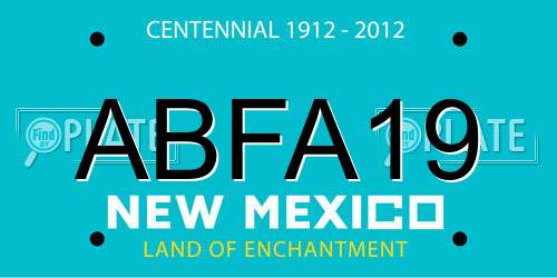 ABFA19 New Mexico License Plate