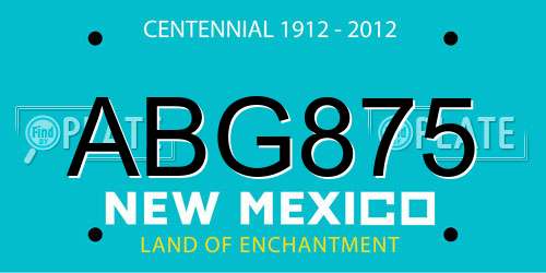 ABG875 New Mexico License Plate
