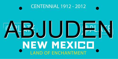 ABJUDEN New Mexico License Plate